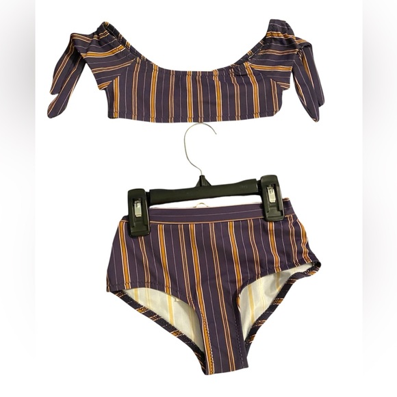 NWT EBERJEY GIRLS 2 PIECE BLUE &
BROWN “RIVERIA STRIPES DAIYA” BIKINI SET SIZE 6 - Picture 4 of 12